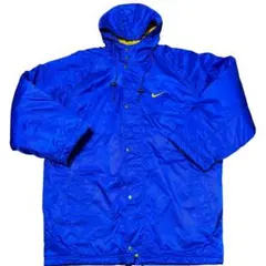 【レア】90's Nike ベンチコート 銀タグ M 青×黄 裏地キルティング
