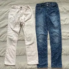 GapKids130cmデニムパンツ ハート柄　薄ピンク ストレートパンツ