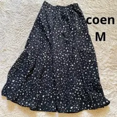 美品 coen レオパードプリントフレア スカートブラック Mサイズ