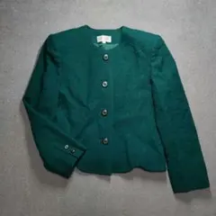 Vintage クローバー刺繍 ショート丈 ノーカラージャケット セレモニー