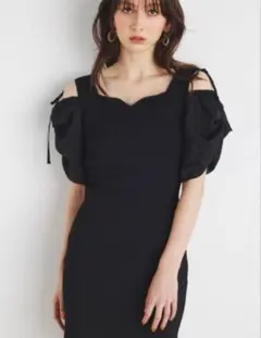 新品未使用 rienda 2wayボリュームスリーブタイトニットミニワンピース