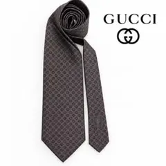 GUCCI ネクタイ ドット柄 ダークブラウン系 シルク