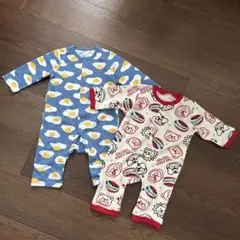 西松屋 目玉焼き くま 犬 ロンパース カバーオール 80 冬 長袖 70