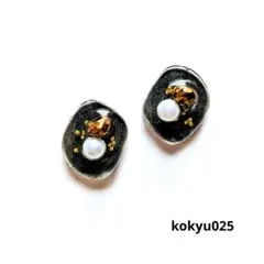 025 ハンドメイドピアス イヤリング レジン パールデザイン