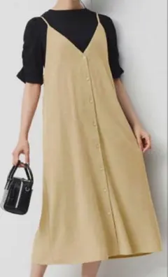 GU ボタン付きキャミワンピース Sサイズ ベージュ