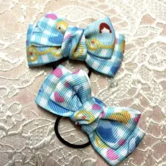 カラフルリボンヘアゴム2個セット