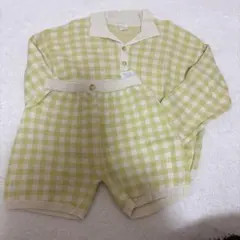 テータテート　春秋用ニットセットアップ　チェック柄　120cm