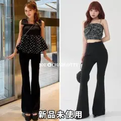 新品・タグ付き♡Darich♡美シルエットカットフレアパンツ (BLK・S