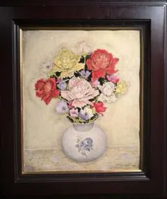 ○新品未使用！青木 乃里子 秋桜 絵画 ジクレー 版画 111/200 額 箱付