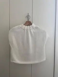 ZARAホワイト ニットベスト クルーネック