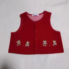 familiar　ファミリア　フリースベスト　赤　レッド　刺繍　70