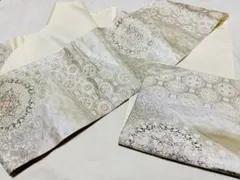 名古屋帯 袋名古屋帯 銀糸 華文 鳳凰 上品 リメイク素材 ハンドメイド