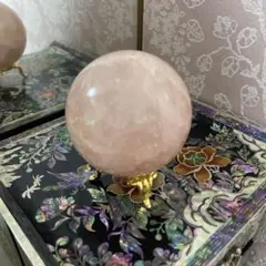 天然石✨✨ローズクォーツ丸玉　台座付き