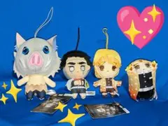 美品♡鬼滅の刃♡嘴平伊之助＆善逸＆悲鳴嶼行冥♡ぬいぐるみ♡マスコット♡ストラップ
