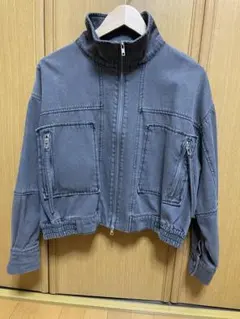 グレー クロップドデニムジャケット
