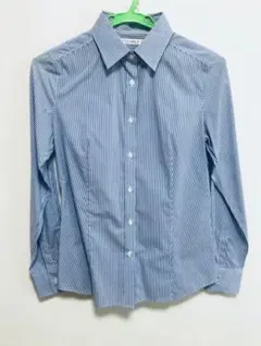 美品・ストライプ ブルー シャツ ブラウス 長袖 Mサイズ