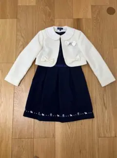 フォーマルドレス 130cm ネイビー・アイボリー　入学式　卒園式