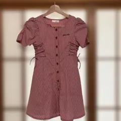 JENNI love ジェニィラブ　ギンガムチェック　ワンピース　赤　130