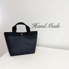 【ハンドメイド】ブラック フェイクレザー ミニトートバッグ