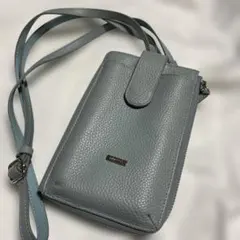 BARCOSバルコス ピッコラ 本革ポシェット スマホショルダー トープ水色