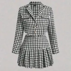 SHEIN 完売品 千鳥格子 セットアップ プリーツスカート ブレザー 衣装 M