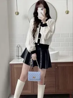 GRL 配色ケーブル編みニットカーディガン アイボリー[mb1480] S 春