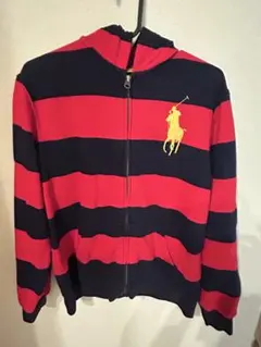 00s Ralph Lauren 短丈 ビッグポニー 太ボーダー ジップパーカー 00s Ralph Lauren 短丈 ビッグポニー 太ボーダー ジップパーカー