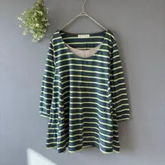 ビームスハート［F］上品カジュアル◎レイヤード風◎ボーダー柄◎Aラインカットソー