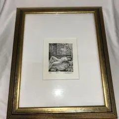 竹久夢二 版画 石版 シリアルナンバー入保証書付き 額抜き版画のみ 