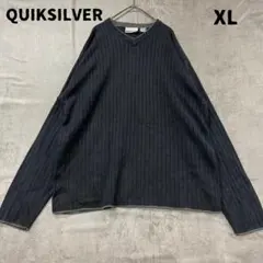 クイックシルバー リブニット グレーXL Vネック サーフ系 セーター【6807のサムネイル
