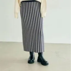 【新品・未使用品】LEPSIM 12ゲージストライプニットスカート