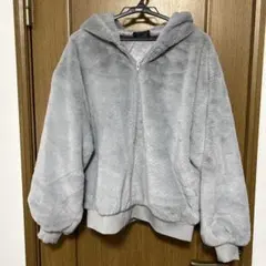 ファーブルゾン フード付き ライトグレー