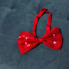 ✬パーティー用赤いスパンコールボウタイ