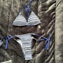 青系ストライプ 三角ビキニ