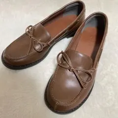 Ungridフェイクレザーデッキシューズ　リボンローファー　Sブラウン　パンプスのサムネイル