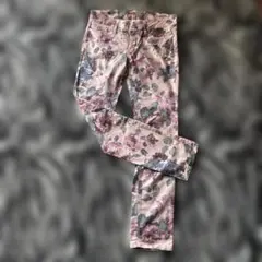 花柄スキニーパンツ サイズ10 ピンク系