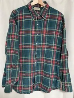 【90s USA製】L.L.Bean ネルシャツ XL 緑 チェック柄 美品