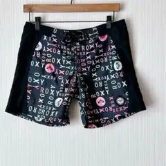 1456 ロキシー サーフパンツ ボードショーツ S 黒 ブランド文字 ポケット
