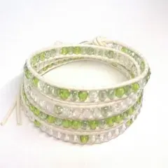 olive＆white ラップブレスレット   ＃105