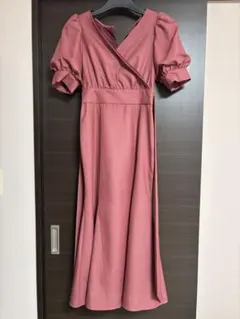 バックリボンマーメイドワンピース パフスリーブ