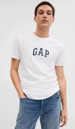 新品タグ付 GAP アーチロゴ 刺繍　Tシャツ 白　 Lサイズ