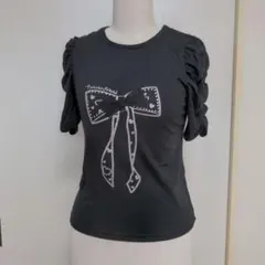 Forever Friend リボンプリント Tシャツ 黒150