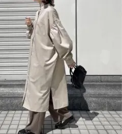 chillfar ボリュームスリーブシャツワンピース　ベージュ　Mサイズ