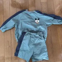 ディズニー　ミッキー刺繍 グリーン セットアップ