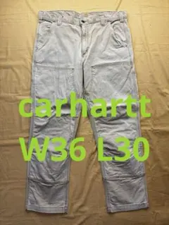 美品　CARHARTT ダブルニー　ベージュ　W36 L30 コットン
