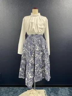 花柄フレアスカート ネイビー