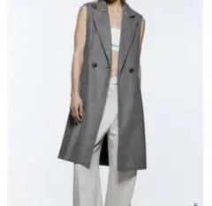 ZARA ロングベスト ジレ グレー