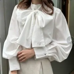 ヴィンテージガーリーなスタイリングに/刺繍ボ ウタイブラウス