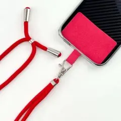【新品】スマホ　落下防止　ストラップホルダー　紐　肩掛け 育児 倉庫作業　赤　a