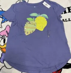 【未使用】スパンコール フルーツデザイン Tシャツ M 130cm パープル